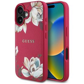   iPhone 16 Tok - Guess Grained Printed Flower Pattern MagSafe - Fukszia