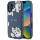 iPhone 16 Tok - Guess Grained Printed Flower Pattern MagSafe - Kék
