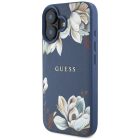 iPhone 16 Tok - Guess Grained Printed Flower Pattern MagSafe - Kék
