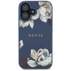 iPhone 16 Tok - Guess Grained Printed Flower Pattern MagSafe - Kék