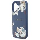 iPhone 16 Tok - Guess Grained Printed Flower Pattern MagSafe - Kék