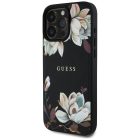 iPhone 16 Pro Tok - Guess Grained Printed Flower Pattern MagSafe - Fekete