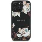 iPhone 16 Pro Tok - Guess Grained Printed Flower Pattern MagSafe - Fekete