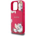 iPhone 16 Pro Tok - Guess Grained Printed Flower Pattern MagSafe - Fukszia