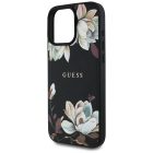 iPhone 16 Pro Max Tok - Guess Grained Printed Flower Pattern MagSafe - Fekete
