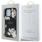 iPhone 16 Pro Max Tok - Guess Grained Printed Flower Pattern MagSafe - Fekete