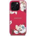iPhone 16 Pro Max Tok - Guess Grained Printed Flower Pattern MagSafe - Fukszia
