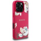 iPhone 16 Pro Max Tok - Guess Grained Printed Flower Pattern MagSafe - Fukszia