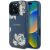 iPhone 16 Pro Max Tok - Guess Grained Printed Flower Pattern MagSafe - Kék