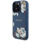 iPhone 16 Pro Max Tok - Guess Grained Printed Flower Pattern MagSafe - Kék