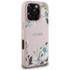 iPhone 16 Pro Max Tok - Guess Grained Printed Flower Pattern MagSafe - Pink