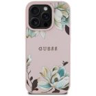 iPhone 16 Pro Tok - Guess Grained Printed Flower Pattern MagSafe - Pink