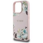 iPhone 16 Pro Tok - Guess Grained Printed Flower Pattern MagSafe - Pink