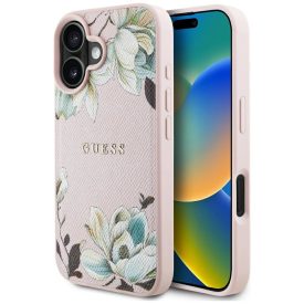   iPhone 16 Tok - Guess Grained Printed Flower Pattern MagSafe - Pink