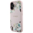 iPhone 16 Tok - Guess Grained Printed Flower Pattern MagSafe - Pink
