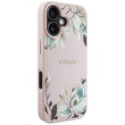 iPhone 16 Tok - Guess Grained Printed Flower Pattern MagSafe - Pink