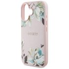 iPhone 16 Tok - Guess Grained Printed Flower Pattern MagSafe - Pink