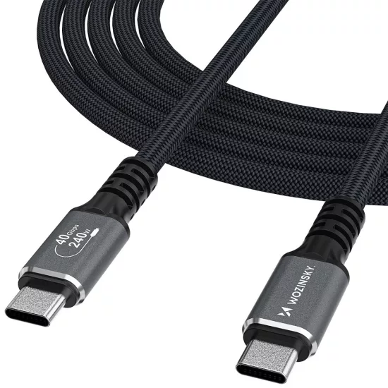 Wozinsky USB-C - USB-C USB4 Kábel - 2m 240W 40Gbps - Fekete