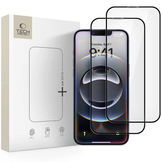 iPhone 16e / 14 / 13 Pro / 13 Kijelzővédő Üvegfólia - Tech-Protect Glass Fit+ x 2 db
