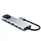 Tech-Protect HB02 6in1 USB-C HUB Adapter - 2x USB-A + 2x USB-C + HDMI 4K 30Hz + RJ45