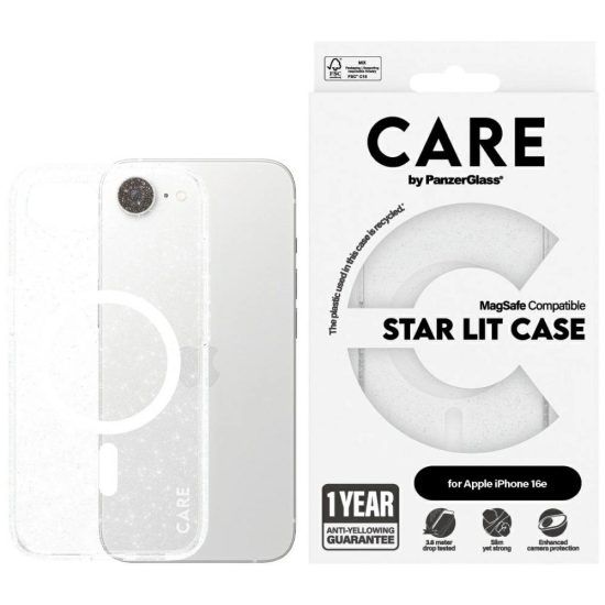 iPhone 16e Tok - CARE by PanzerGlass Flagship Urban Combat StarLight White MagSafe - Átlátszó-Csillogó