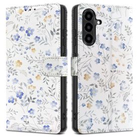 Samsung Galaxy A56 5G Tok - Tech-Protect Wallet - Fehér-Virágos   Samsung Galaxy A56 5G Tok - Tech-Protect Wallet - Fehér-Virágos