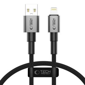 Tech-Protect Ultraboost DNA USB-A - Lightning Kábel - 0.25m 2.4A 12W - Szürke   Tech-Protect Ultraboost DNA USB-A - Lightning Kábel - 0.25m 2.4A 12W - Szürke