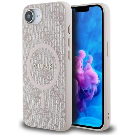 iPhone 16e Tok - Guess 4G Ring Classic Logo MagSafe - Pink
