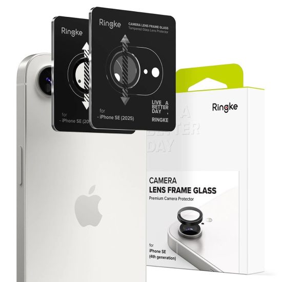 iPhone 16e Kameravédő Készlet - Ringke Camera Lens Frame Glass x 2 db - Fekete