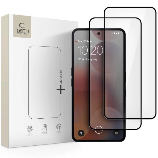 Nothing Phone 3A / 3A Pro Kijelzővédő Üvegfólia - Tech-Protect Glass Fit+ - Fekete x 2 db