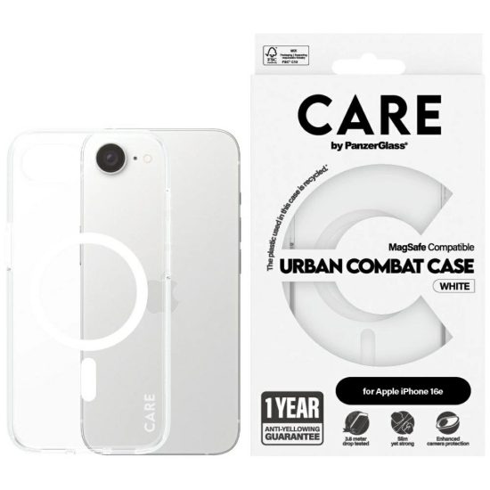 iPhone 16e Tok - CARE by PanzerGlass Flagship Urban Combat White MagSafe - Átlátszó