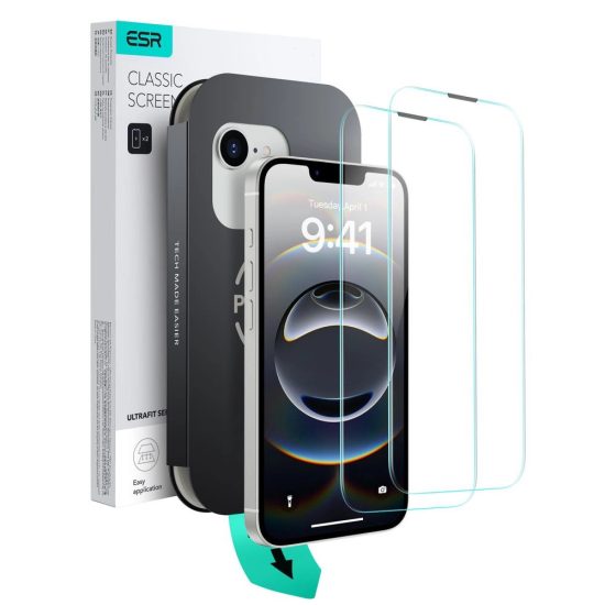 iPhone 13 / 13 Pro / 14 / 16e Kijelzővédő Üvegfólia - ESR UltraFit Tempered Glass x 2 db
