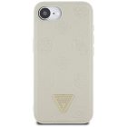 iPhone 16e / 17e Tok - Guess Grained Hot Stamp Peony Triangle Logo MagSafe - Bézs