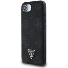 iPhone 16e / 17e Tok - Guess Grained Hot Stamp Peony Triangle Logo MagSafe - Fekete