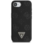 iPhone 16e / 17e Tok - Guess Grained Hot Stamp Peony Triangle Logo MagSafe - Fekete