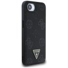 iPhone 16e / 17e Tok - Guess Grained Hot Stamp Peony Triangle Logo MagSafe - Fekete