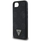 iPhone 16e / 17e Tok - Guess Grained Hot Stamp Peony Triangle Logo MagSafe - Fekete