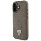 iPhone 16 Tok - Guess Grained Hot Stamp Peony Triangle Logo MagSafe - Barna