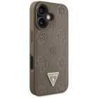 iPhone 16 Tok - Guess Grained Hot Stamp Peony Triangle Logo MagSafe - Barna