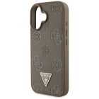 iPhone 16 Tok - Guess Grained Hot Stamp Peony Triangle Logo MagSafe - Barna