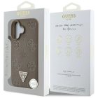 iPhone 16 Tok - Guess Grained Hot Stamp Peony Triangle Logo MagSafe - Barna