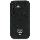 iPhone 16 Tok - Guess Grained Hot Stamp Peony Triangle Logo MagSafe - Fekete