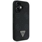 iPhone 16 Tok - Guess Grained Hot Stamp Peony Triangle Logo MagSafe - Fekete