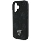 iPhone 16 Tok - Guess Grained Hot Stamp Peony Triangle Logo MagSafe - Fekete