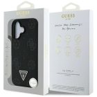 iPhone 16 Tok - Guess Grained Hot Stamp Peony Triangle Logo MagSafe - Fekete