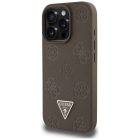 iPhone 16 Pro Tok - Guess Grained Hot Stamp Peony Triangle Logo MagSafe - Barna