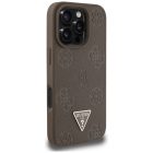 iPhone 16 Pro Tok - Guess Grained Hot Stamp Peony Triangle Logo MagSafe - Barna