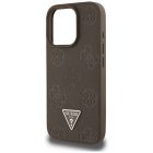 iPhone 16 Pro Tok - Guess Grained Hot Stamp Peony Triangle Logo MagSafe - Barna