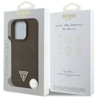 iPhone 16 Pro Tok - Guess Grained Hot Stamp Peony Triangle Logo MagSafe - Barna