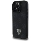 iPhone 16 Pro Tok - Guess Grained Hot Stamp Peony Triangle Logo MagSafe - Fekete